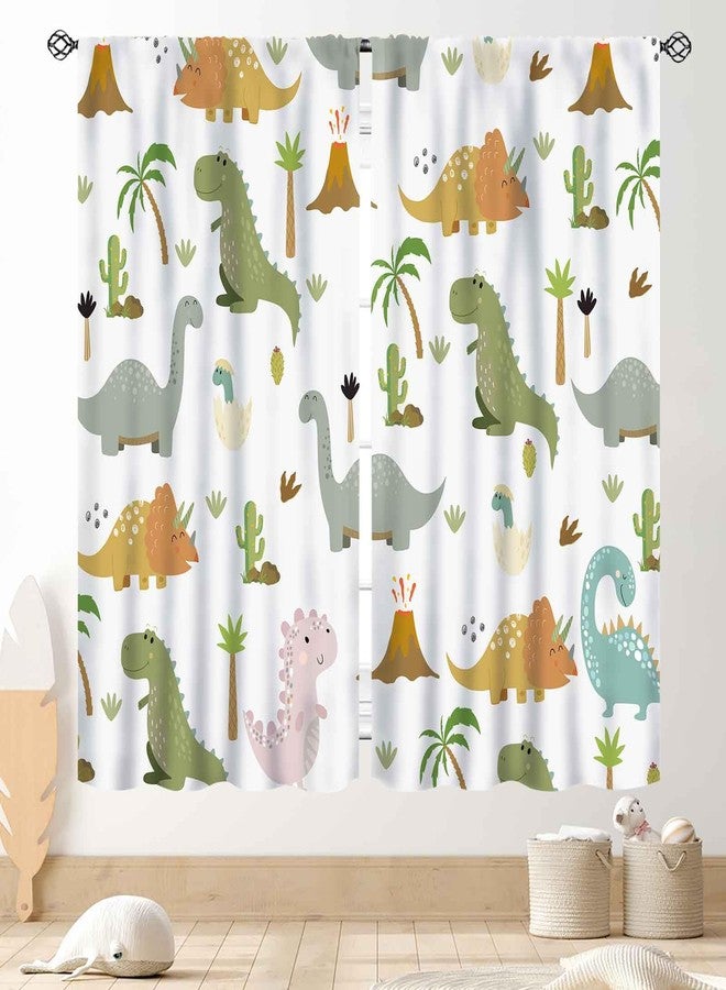 TKUYO Dinosaur Curtains for Boys Room, Cartoon Dino Cute Safari Animal Printed Baby Kids Room Decor Blackout Window Drapes Treatments for Children Nursery Bedroom Living Room 2 Panel Sets, 42"x45" Inch - Image 1
